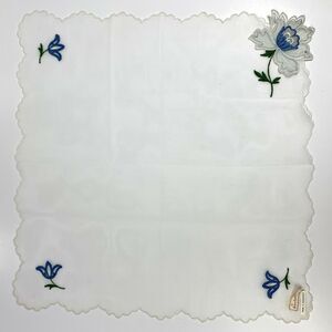 Bride Wedding Something Blue Bernard Wolf Handkerchief Vtg Cottage Core Granny  